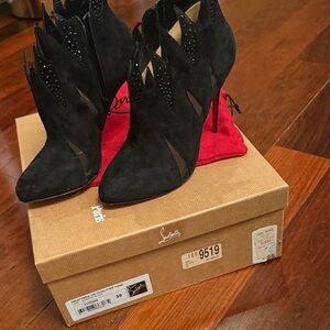 Christian Louboutin Black Suede Heeled Boots